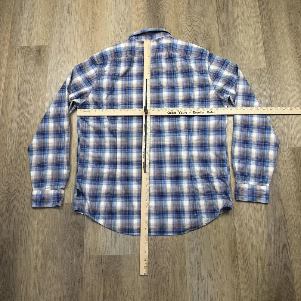 John Varvatos USA Shirt Mens XL Blue Plaid Long Sleeve Button Up Lightweight